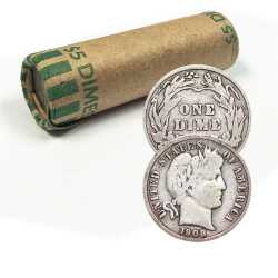 $5 Face - 90% Barber Silver Dimes