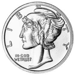 1 oz Mercury Dime Silver Round 1 oz Mercury Dime Silver Round