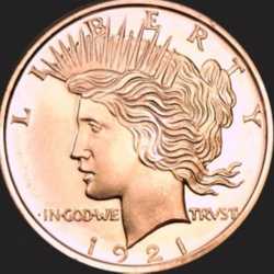 Peace Dollar 1 oz Copper Round