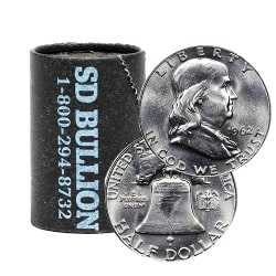 $10 Face - 90% US Silver Franklin Half Dollars - AU/UNC