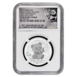 2017 NGC PF-69 2017 35th Anniversary Chinese Silver Panda Proof 15 Gram