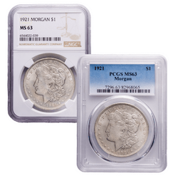 1921 MS-63 Morgan Silver Dollar (NGC or PCGS)