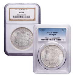 1921 MS-64 Morgan Silver Dollar (NGC or PCGS)