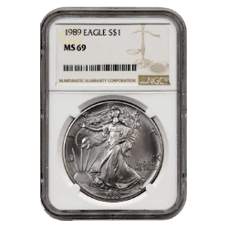 1989 NGC MS-69 American Silver Eagle Coin (Brown Label)