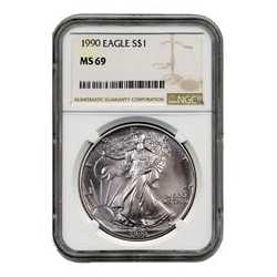1990 NGC MS-69 American Silver Eagle Coin (Brown Label)