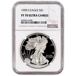 1990-S NGC PF-70 Proof American Silver Eagle Coin