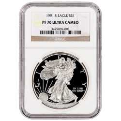 1991-S NGC PF-70 Proof American Silver Eagle Coin