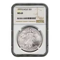 1993 NGC MS-69 American Silver Eagle Coin (Brown Label)