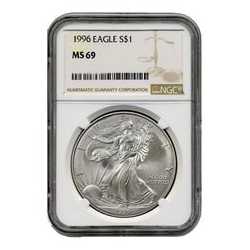 1996 NGC MS-69 American Silver Eagle Coin (Brown Label)