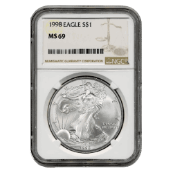 1998 NGC MS-69 American Silver Eagle Coin (Brown Label)