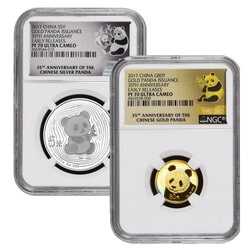 2017 35th Anniversary Chinese Panda PF-70 Early Releases - 15g Silver and 5g Gold Proof Set