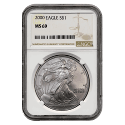 2000 NGC MS-69 American Silver Eagle Coin (Brown Label)