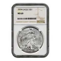 2004 NGC MS-69 American Silver Eagle Coin (Brown Label)