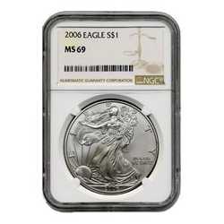 2006 NGC MS-69 American Silver Eagle Coin (Brown Label)
