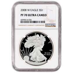 2008-W NGC PF-70 Proof American Silver Eagle Coin