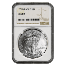 2010 NGC MS-69 American Silver Eagle Coin (Brown Label)