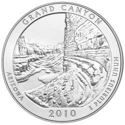 2010 Grand Canyon 5 oz Burnished Silver Coin - America The Beautiful