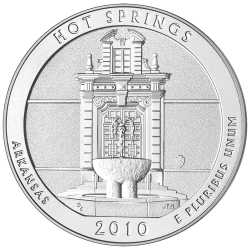 2010 Hot Springs 5 oz Burnished Silver Coin - America The Beautiful