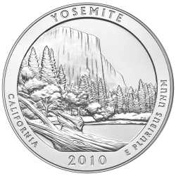 2010 Yosemite Park  5 oz Burnished Silver Coin - America The Beautiful