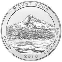 2010 Mount Hood 5 oz Burnished Silver Coin - America The Beautiful