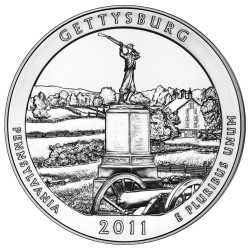 2011 5 oz Gettysburg America The Beautiful Silver Coin