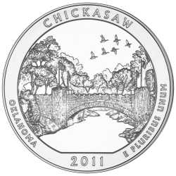 2011 Chickasaw 5 oz Burnished Silver Coin - America The Beautiful