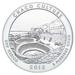 2012 Chaco Culture 5 oz Burnished Silver Coin - America The Beautiful