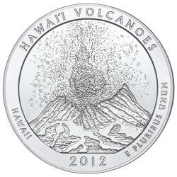 2012 Hawai'i Volcanoes 5 oz Burnished Silver Coin - America The Beautiful