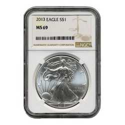 2013 NGC MS-69 American Silver Eagle Coin (Brown Label)