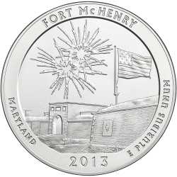 2013 Fort McHenry 5 oz Burnished Silver Coin - America The Beautiful