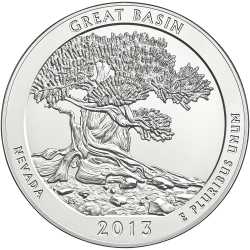 2013 Great Basin National Park 5 oz Burnished Silver Coin - America The Beautiful
