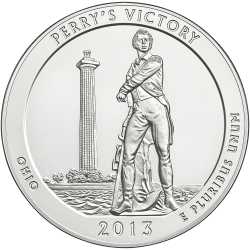2013 Perry's Victory 5 oz Burnished Silver Coin - America The Beautiful