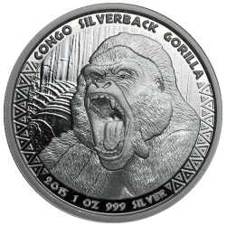 2015 Congo Silverback Gorilla Silver Coin 1 oz