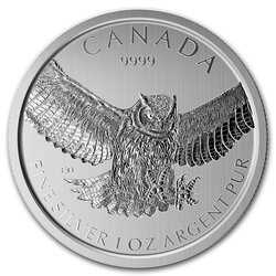 2015 1 oz Silver Great Horned Owl - RCM Birds of Prey Series