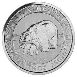 2015 Royal Canadian Mint Polar Bear Silver Coins 1.5 oz