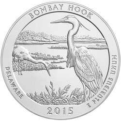 2015 Bombay Hook 5 oz Burnished Silver Coin - America The Beautiful