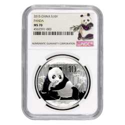 2015 NGC MS-70 Chinese Silver Panda - Ink Brush Label