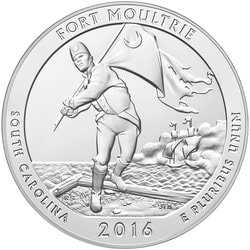 2016 Fort Moultrie 5 oz Burnished Silver Coin - America The Beautiful
