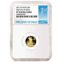 2017-W 1/10 oz Proof Gold American Eagle NGC First Day Of Issue PF-70 Ultra Cameo