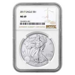 2017 NGC MS-69 American Silver Eagle Coin (Brown Label)