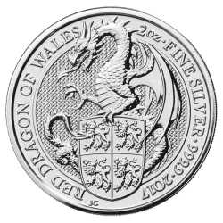 2017 2 oz Silver Queen's Beasts Dragon of Wales - Royal British Mint