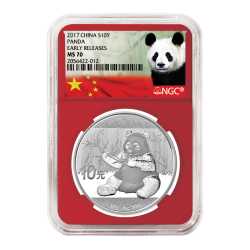 2017 30 Gram Chinese Silver Panda NGC MS-70 Early Release Red Core