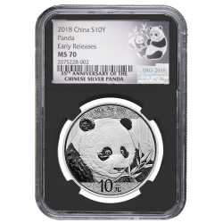 2018 30 Gram Chinese Silver Panda NGC MS-70 Early Releases Black Core