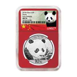 2018 30 Gram Chinese Silver Panda NGC MS-70 Early Releases Red Core