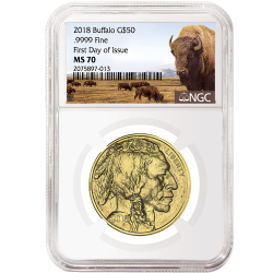 2018 1 oz NGC MS-70 First Day Of Issue Gold American Buffalo (Buffalo Label)