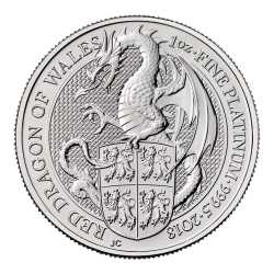 2018 1 oz Queen's Beast Dragon of Wales Platinum Coin
