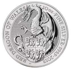 2018 10 oz Queen's Beasts Red Dragon of Wales Silver Coin