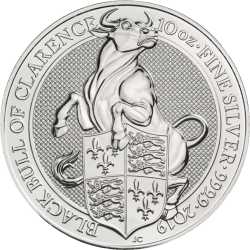 2019 10 oz Queen's Beasts Black Bull of Clarence Silver Coin