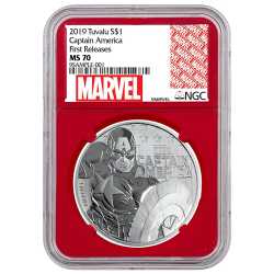 2019 1 oz NGC MS-70 Captain America Silver Coin - Red Core