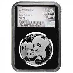 2019 30 Gram Chinese Silver Panda NGC MS-70 Early Releases Black Core